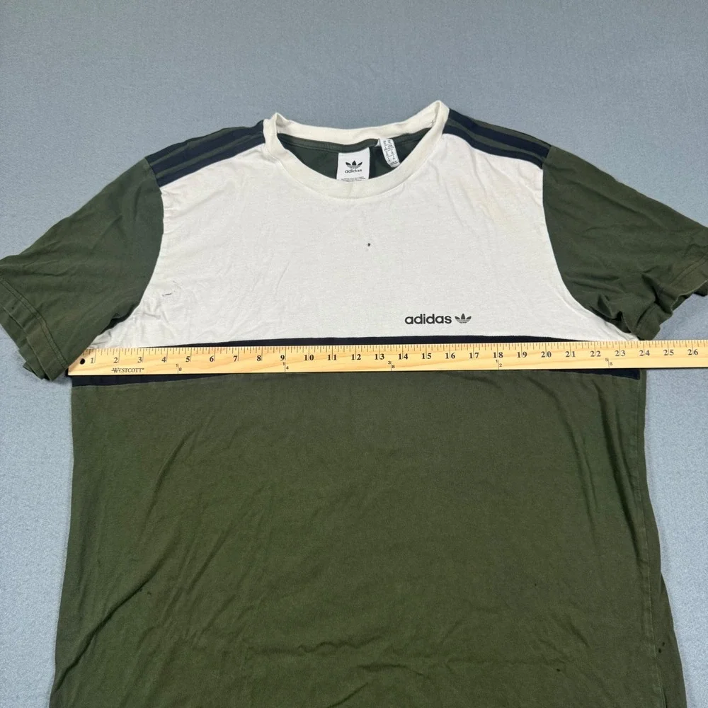 Adidas Originals ZX‎ Colorblock T-Shirt Mens XL Olive Green Cream Trefoil Logo